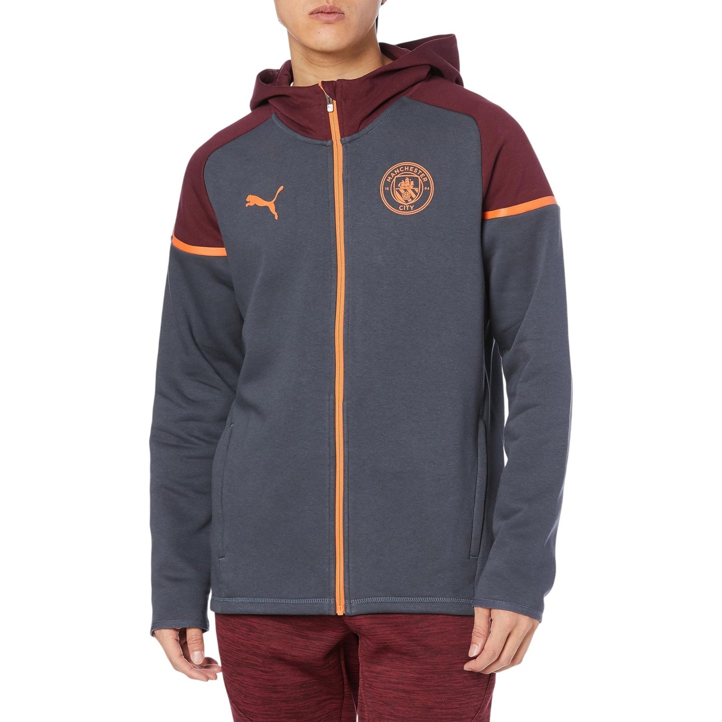 Grey - Lifestyle - Puma Mens Manchester City FC Cotton Blend Hooded Jacket