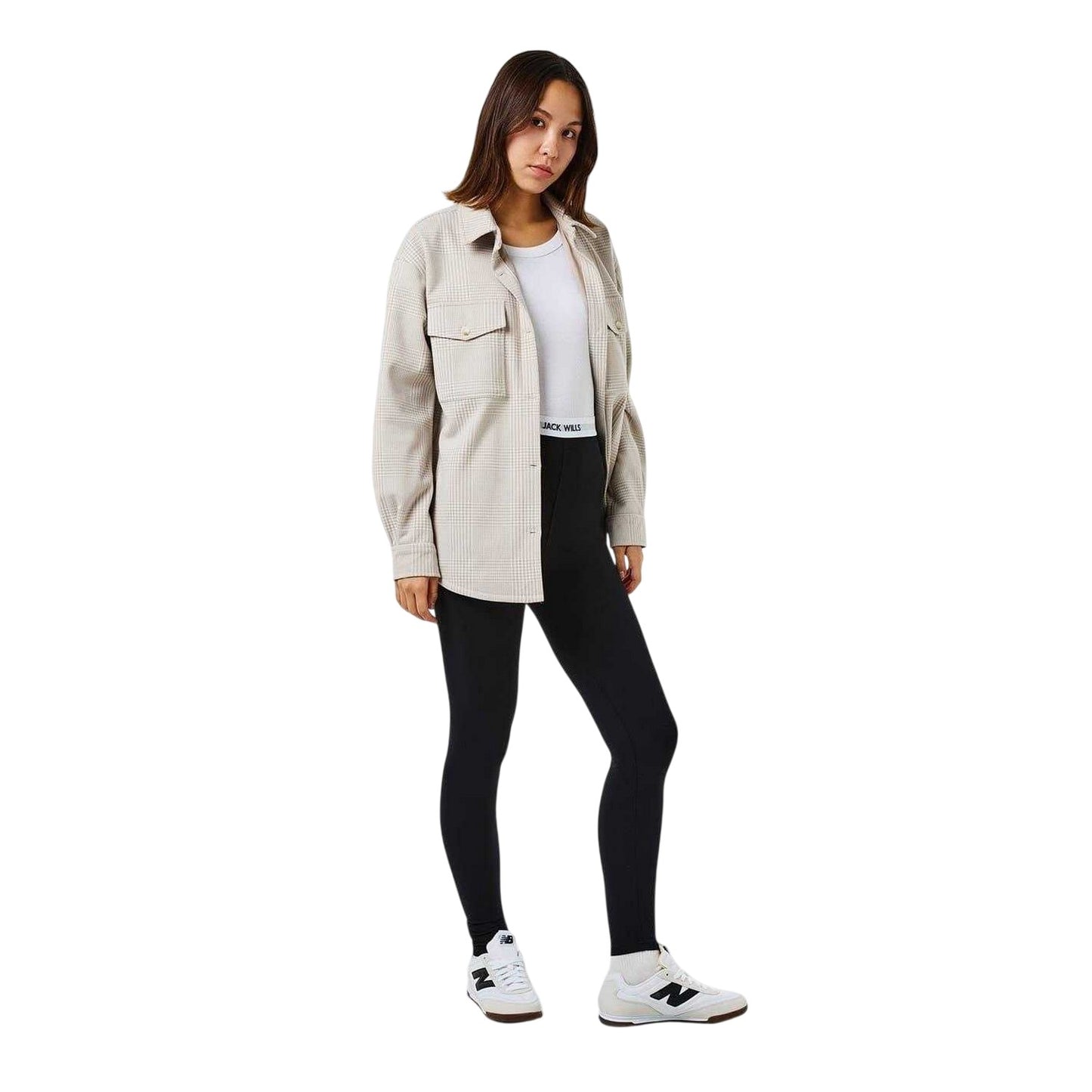 Stone - Lifestyle - Jack Wills Womens-Ladies Ouston Plaid Relaxed Fit Shirt Jacket