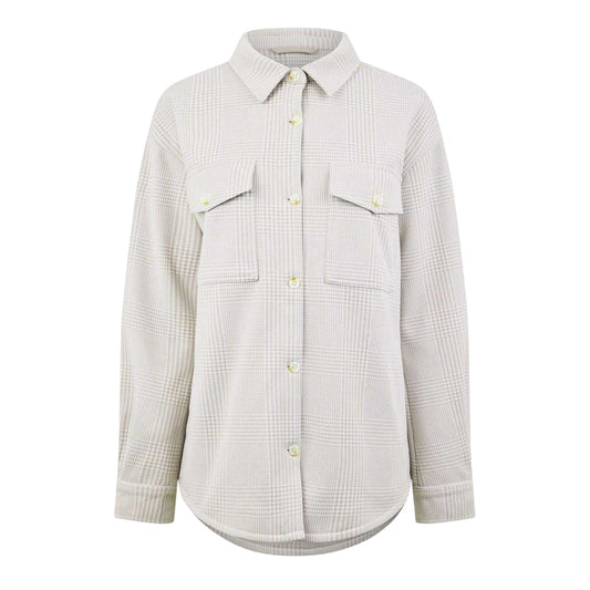 Stone - Front - Jack Wills Womens-Ladies Ouston Plaid Relaxed Fit Shirt Jacket