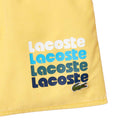 Yellow - Close up - Lacoste Mens Washed Mid Length Swimming Trunks