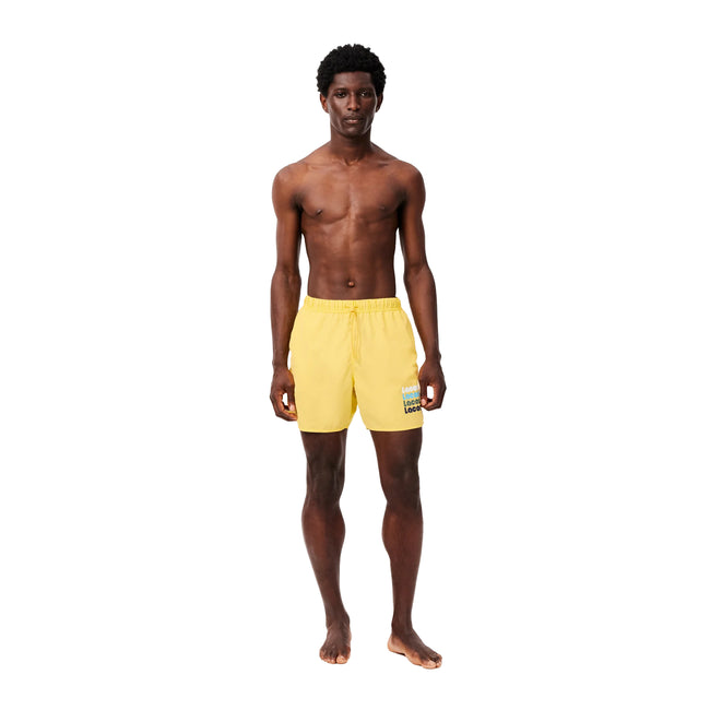 Yellow - Lifestyle - Lacoste Mens Washed Mid Length Swimming Trunks
