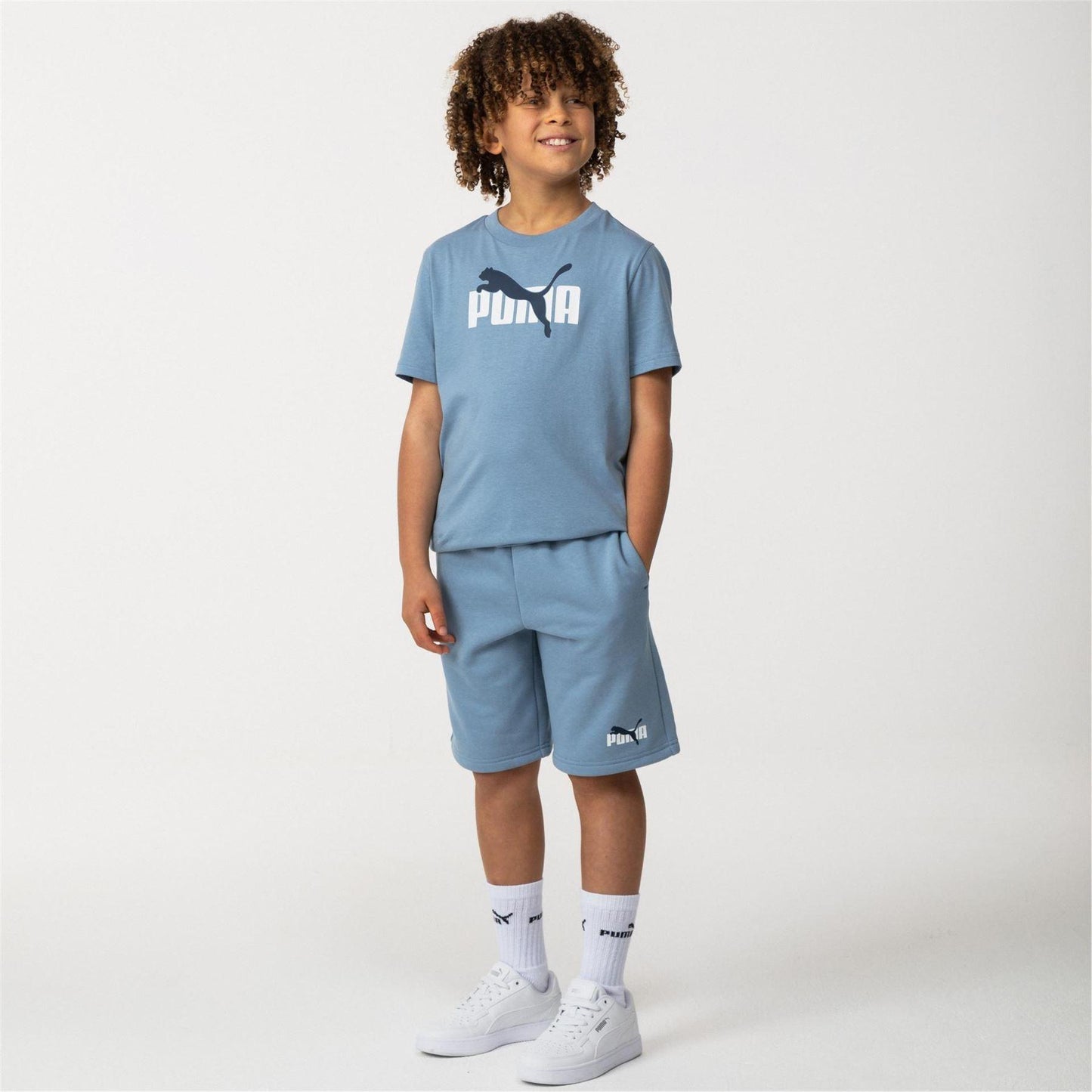 Zen Blue - Lifestyle - Puma Boys Fleece Logo Regular Shorts