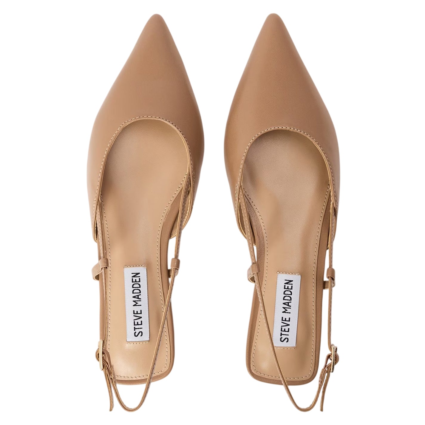 Tan - Side - Steve Madden Womens-Ladies Spencer Leather Sling Back Sandals