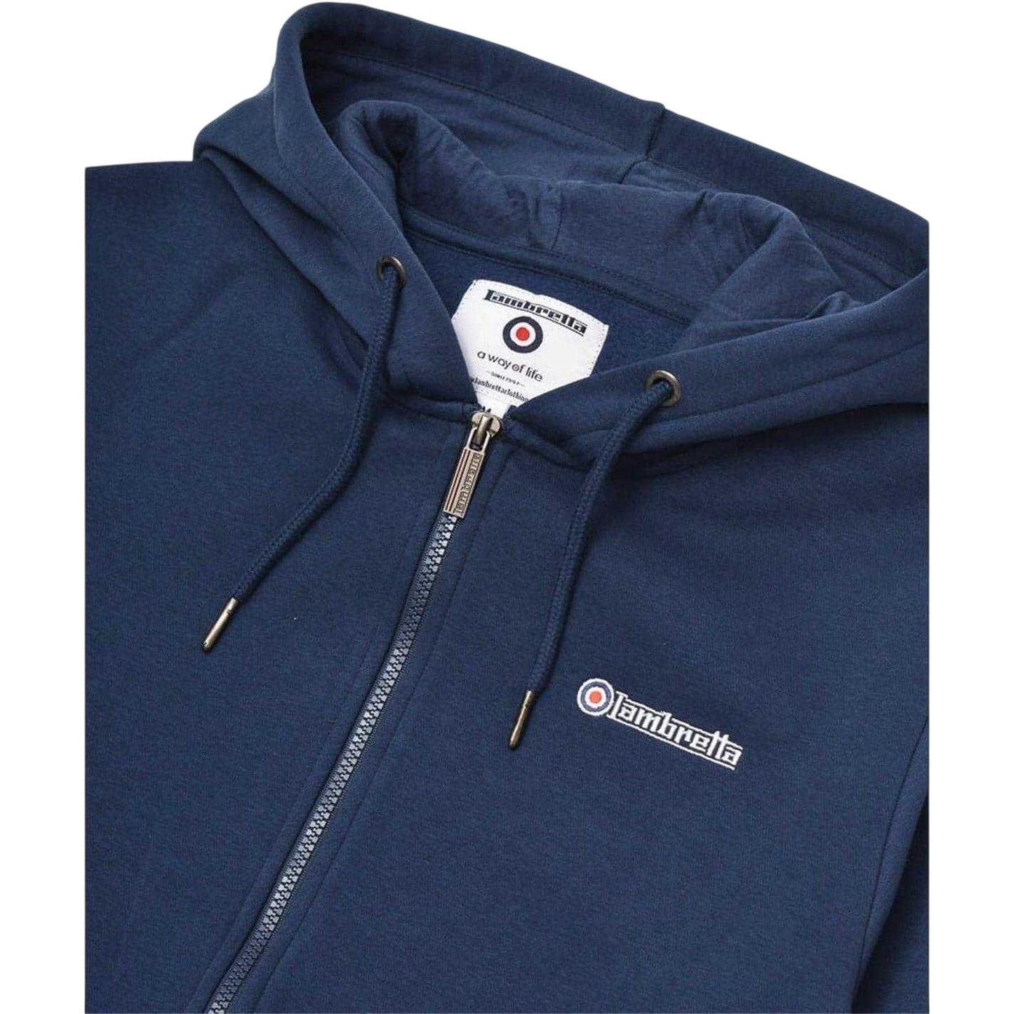 Navy-Khaki - Side - Lambretta Mens Hooded Sweat Jacket