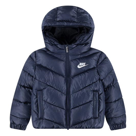 Midnight Navy - Front - Nike Baby Quilted Hooded Puffer Jacket