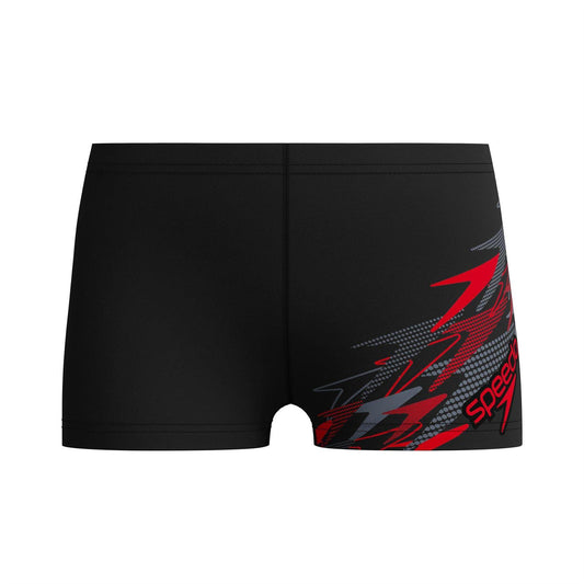 Anthracite-Red - Front - Speedo Boys Jammer Swim Shorts