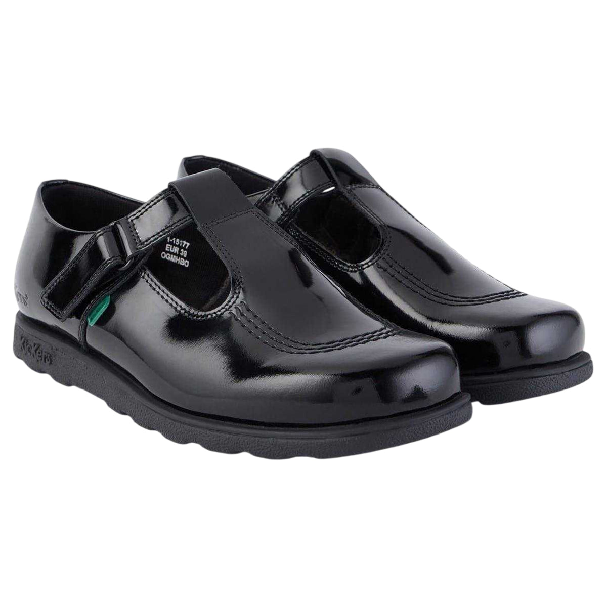 Black - Pack Shot - Kickers Girls Fragma T-Bar Shoes