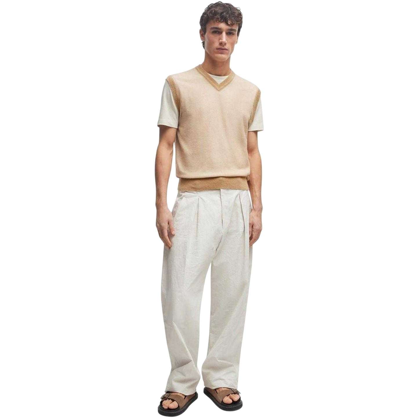 Medium Beige - Lifestyle - Boss Mens Lucid Sweater Vest