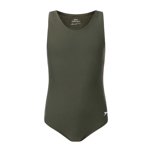 Khaki - Front - Slazenger Girls Xtra Life Racerback One Piece Swimsuit