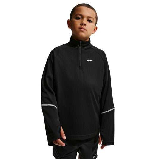 Black - Front - Nike Boys Miler Half Zip Running Top