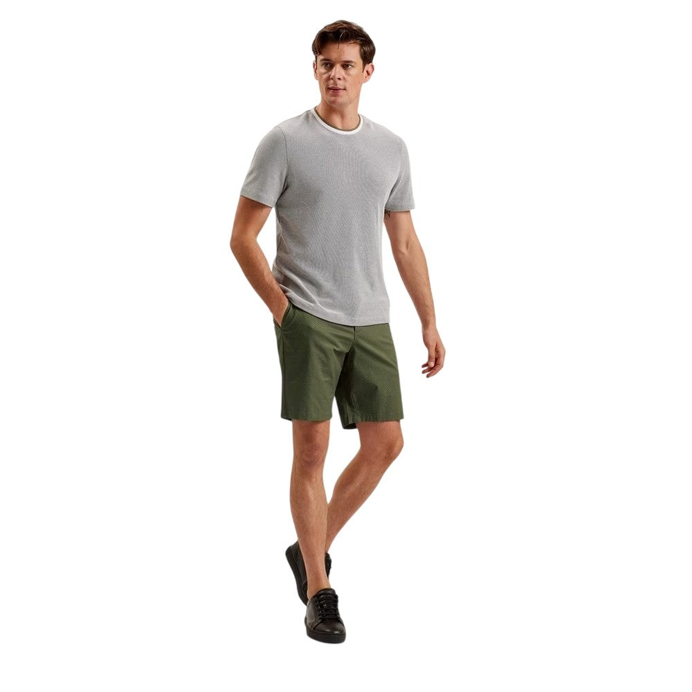 Khaki - Side - Ted Baker Mens Geometric Regular Shorts