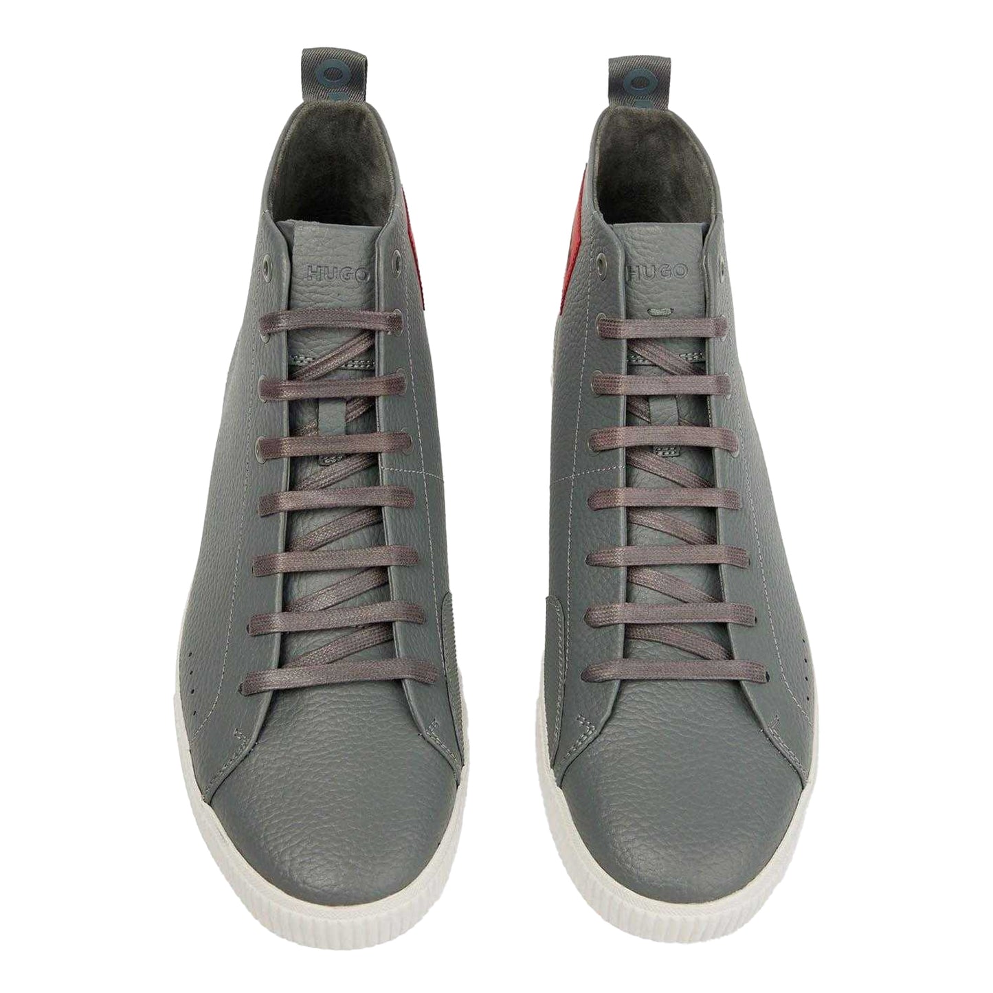 Grey - Pack Shot - Hugo Mens Zero Leather High-top Trainers