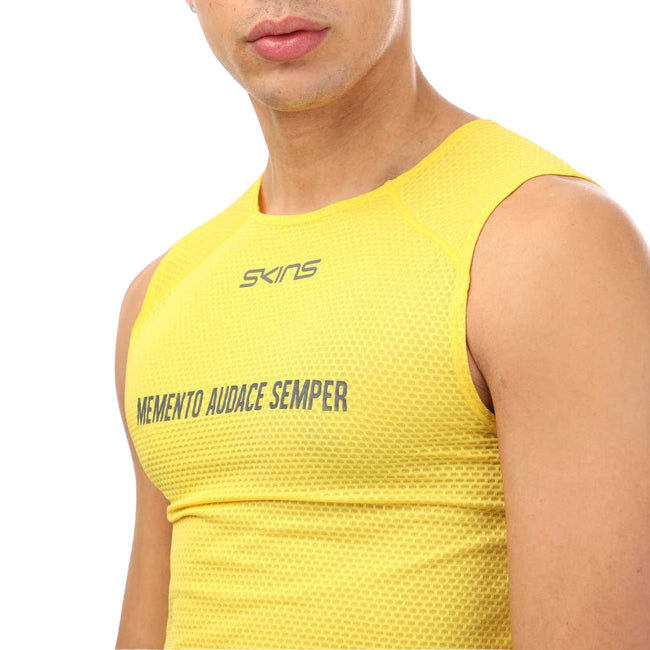 Yellow - Side - Skins Mens Cycle Sleeveless Base Layer Top