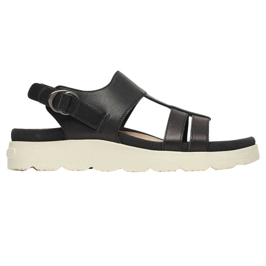 Black - Front - Merrell Womens-Ladies Leather Ankle Strap Flat Sandals