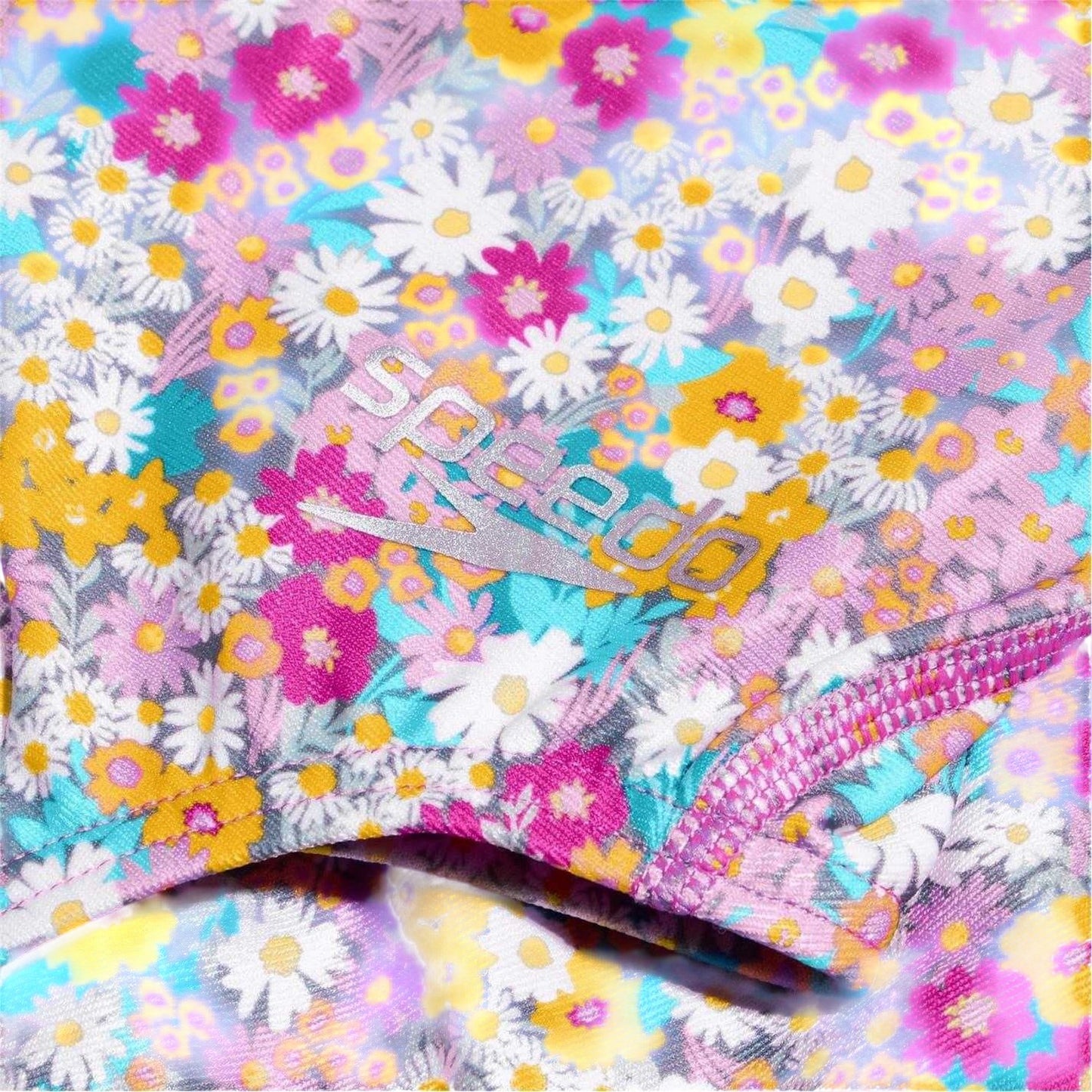 Yellow-Pink - Side - Speedo Girls Floral Pattern One Piece Swimsuit