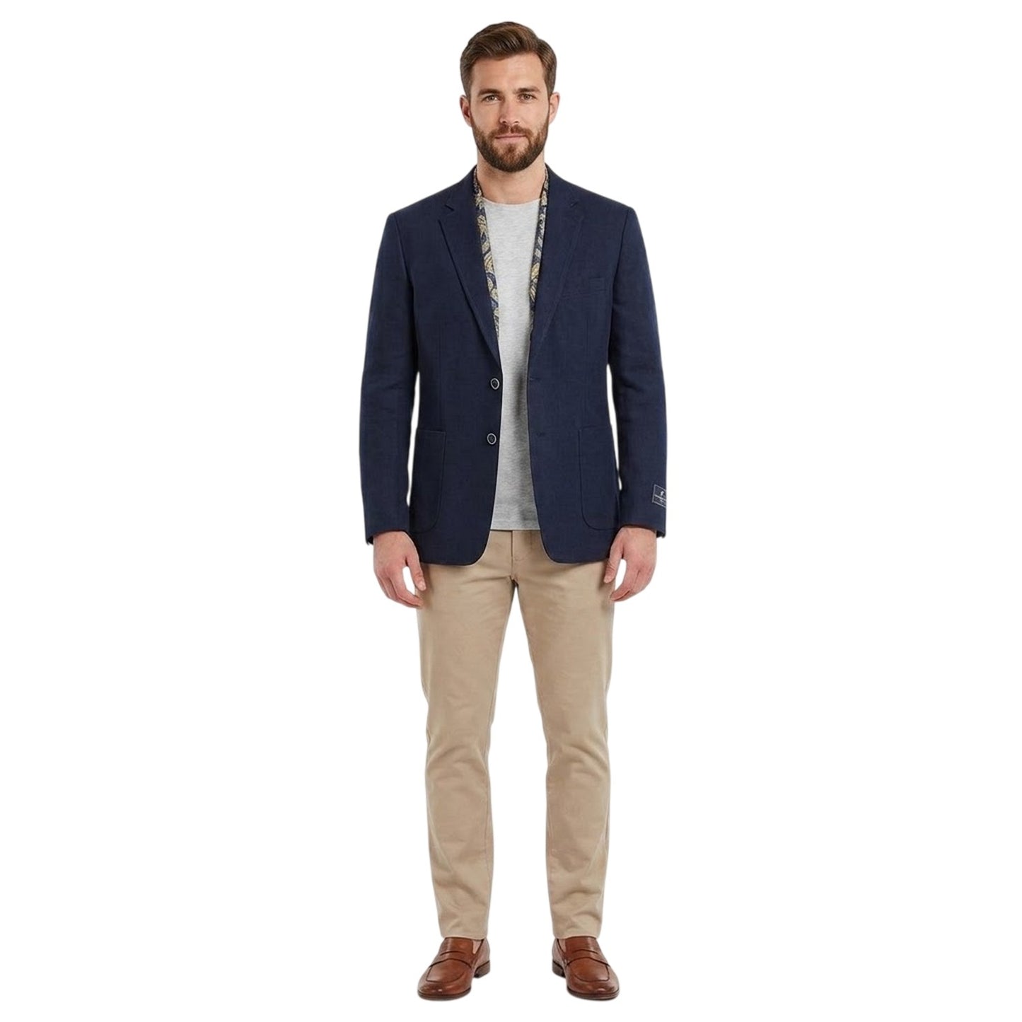 Navy - Lifestyle - Harvey & Jones Mens Plain Linen Blend Single-Breasted Blazer