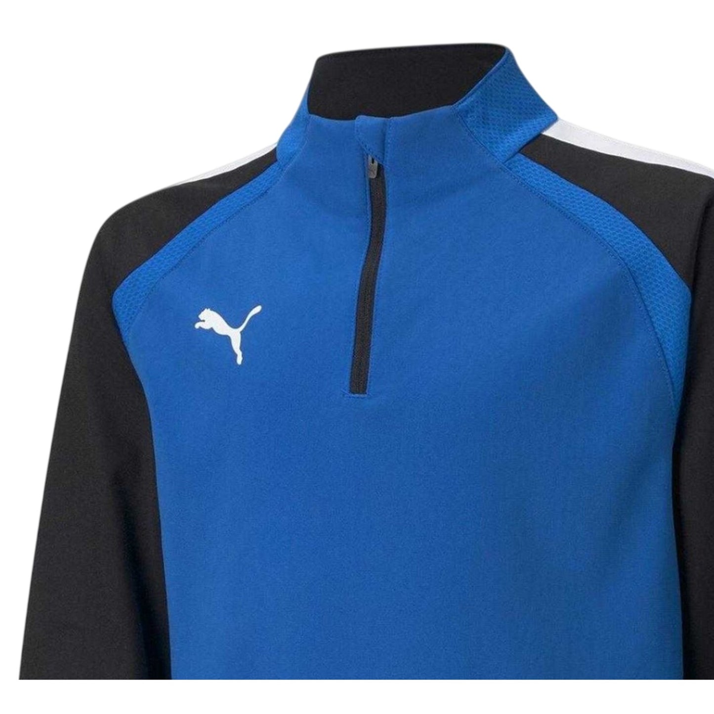 Blue - Side - Puma Childrens-Kids TeamLIGA Quarter Zip Fleece Top