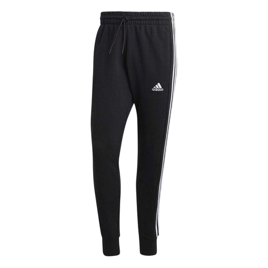 Black-White - Front - Adidas Mens French Terry 3 Stripes Joggers