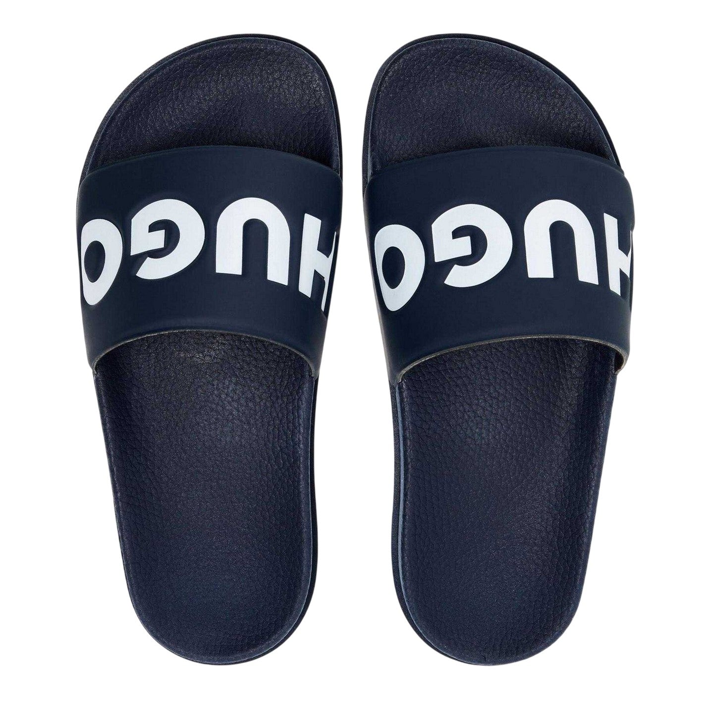 Dark Blue - Side - Hugo Mens Match It Rubber Flat Slides