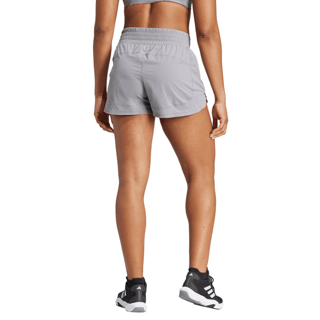 Grey - Back - Adidas Womens-Ladies Lux Stretch Woven Zip Pocket Sweat Shorts