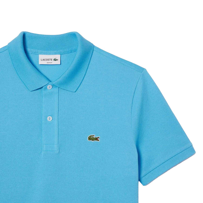 Blue - Side - Lacoste Mens Pique Slim Polo Shirt