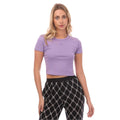 Purple - Front - Hugo Womens-Ladies Stacked Logo Slim Crop T-Shirt