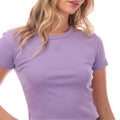 Purple - Side - Hugo Womens-Ladies Stacked Logo Slim Crop T-Shirt