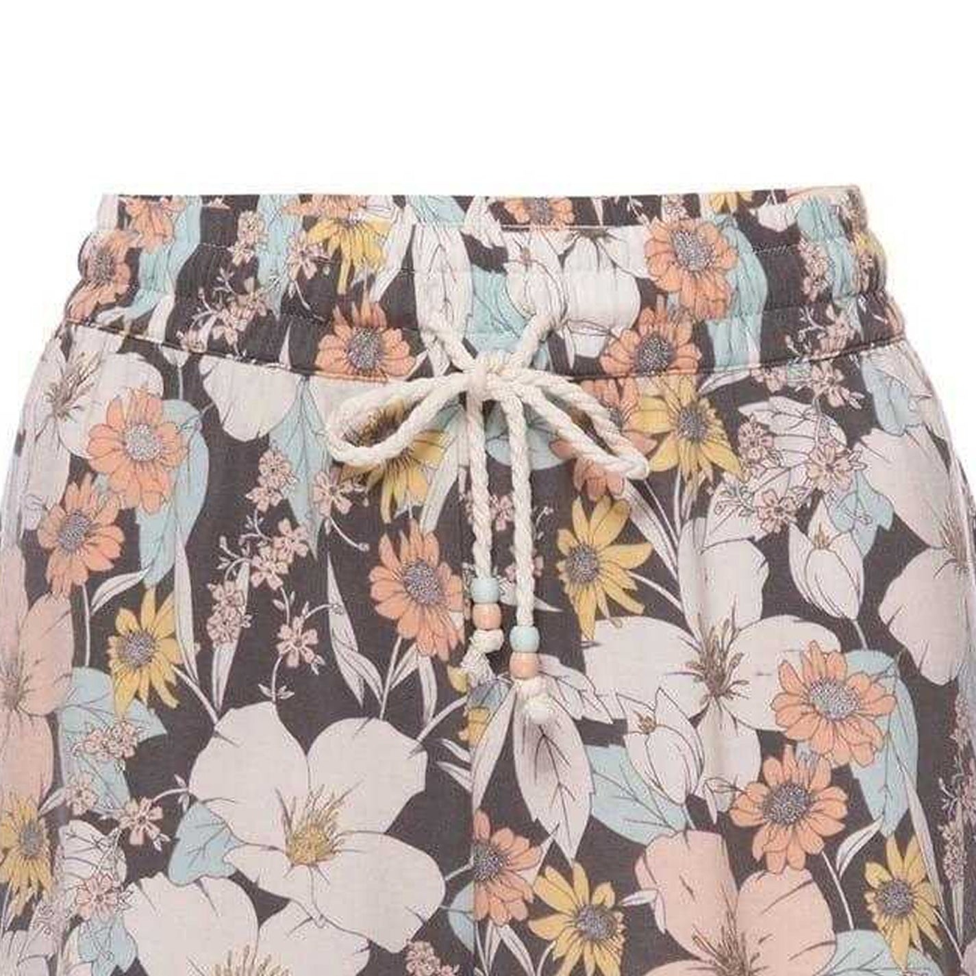 Brown-White-Multicoloured - Side - PJ Salvage Womens-Ladies Salvage Floral Relaxed Fit Shorts