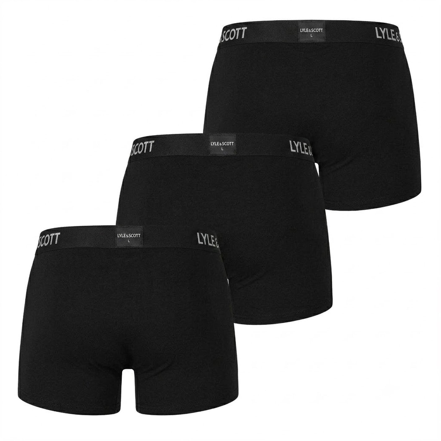 Black - Back - Lyle & Scott Mens Nathan Cotton Boxer Shorts (Pack of 3)