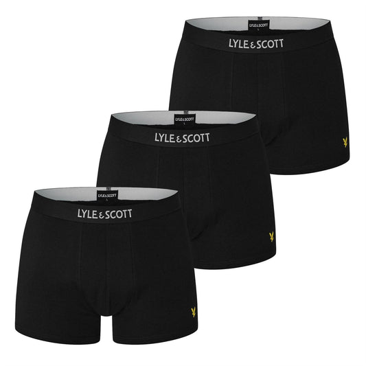 Black - Front - Lyle & Scott Mens Nathan Cotton Boxer Shorts (Pack of 3)