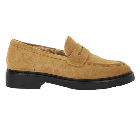 Tan - Front - Dune London Womens-Ladies Lo Garfeld Suede Moc Toe Loafers