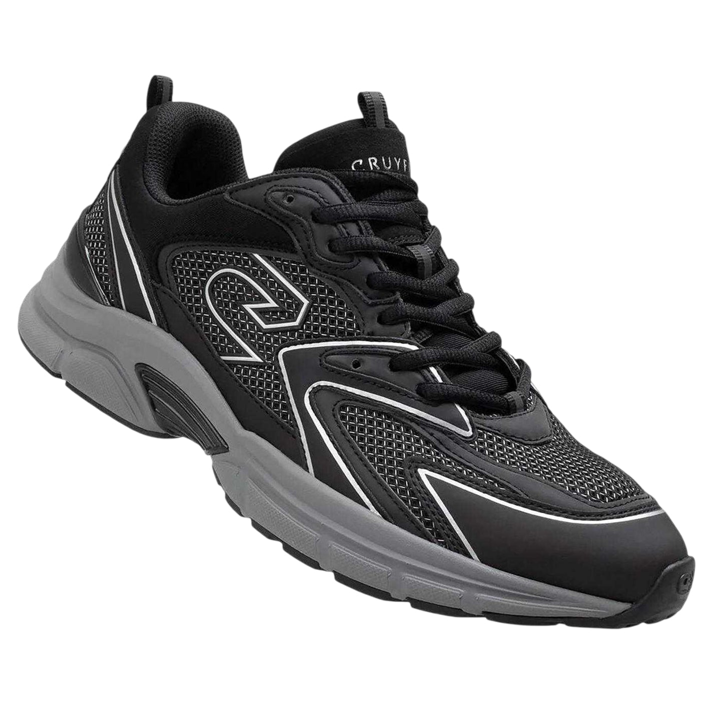 Black-Grey - Side - Cruyff Mens Scorpius Logo Low Cut Trainers