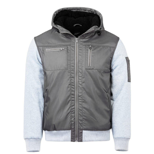 Charcoal - Front - Fabric Mens Fleece Lined Jacket