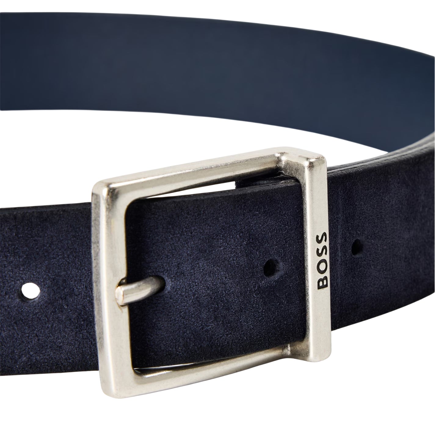 Dark Blue - Side - Boss Mens Rudy Suede Belt