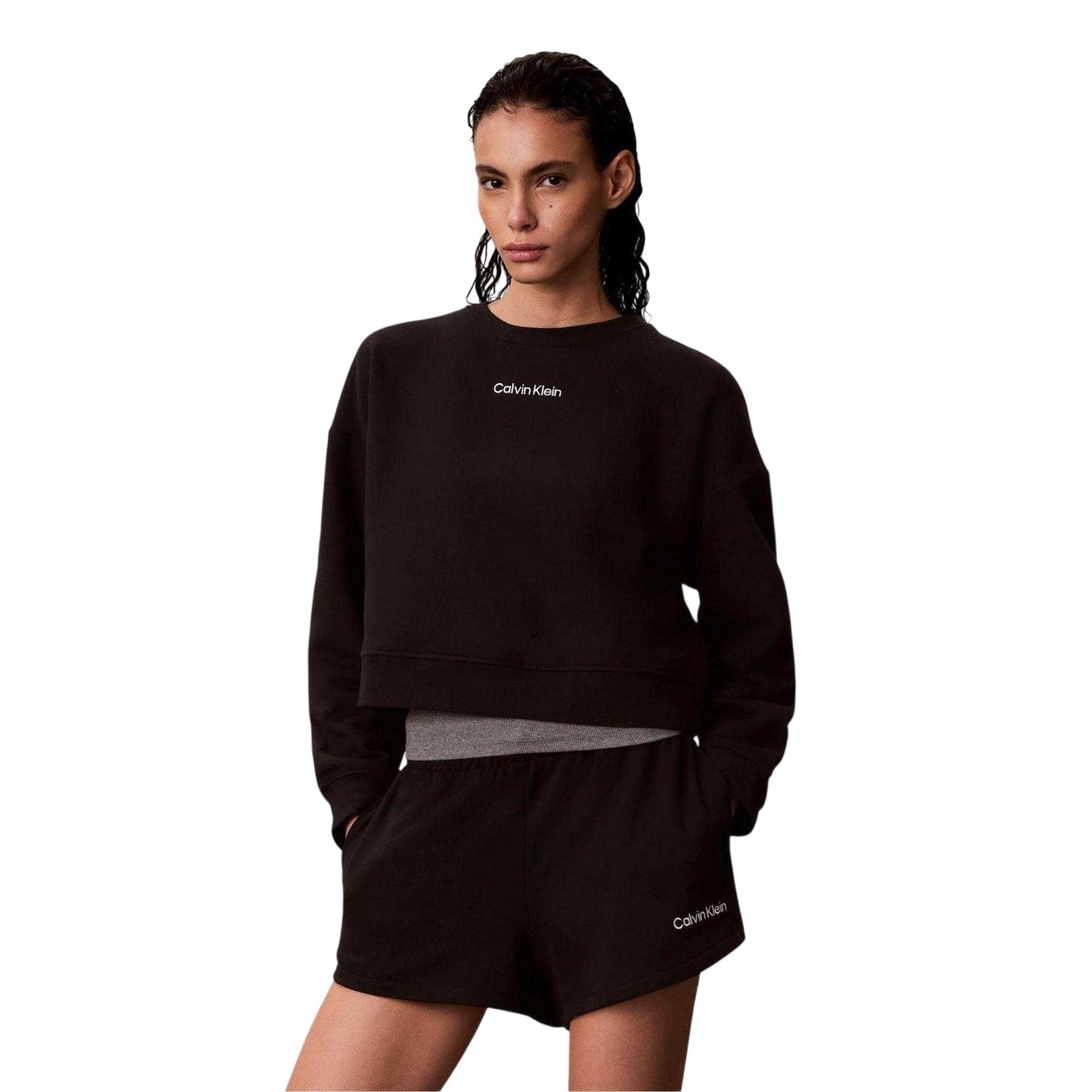 Black - Lifestyle - Calvin Klein Womens-Ladies Woven Logo Shorts