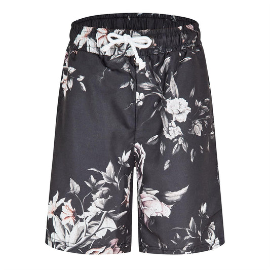 Black - Front - Criminal Damage Mens Sinclair Fleece Floral Relaxed Fit Shorts