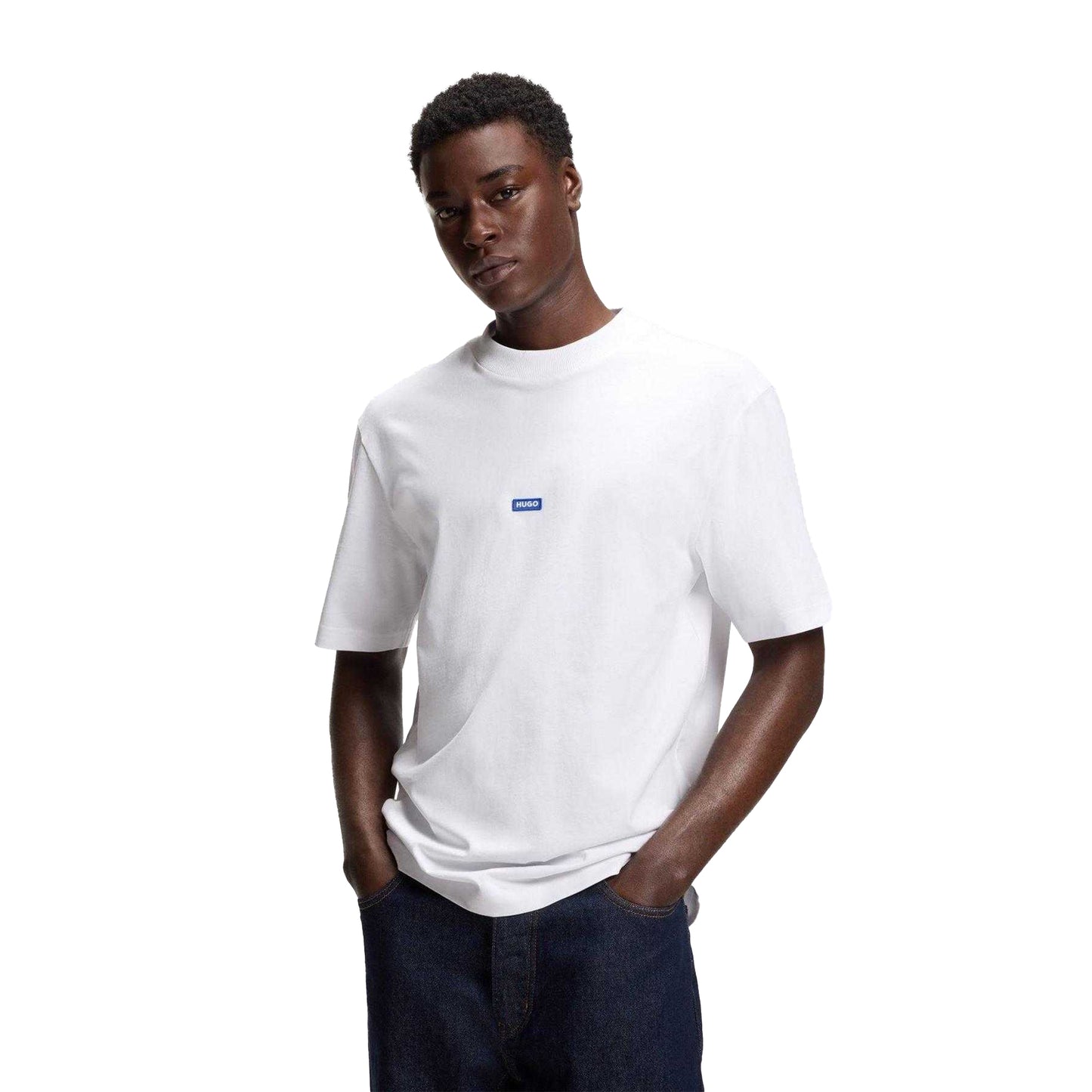 White - Lifestyle - Hugo Mens Nieros Logo Cotton T-Shirt