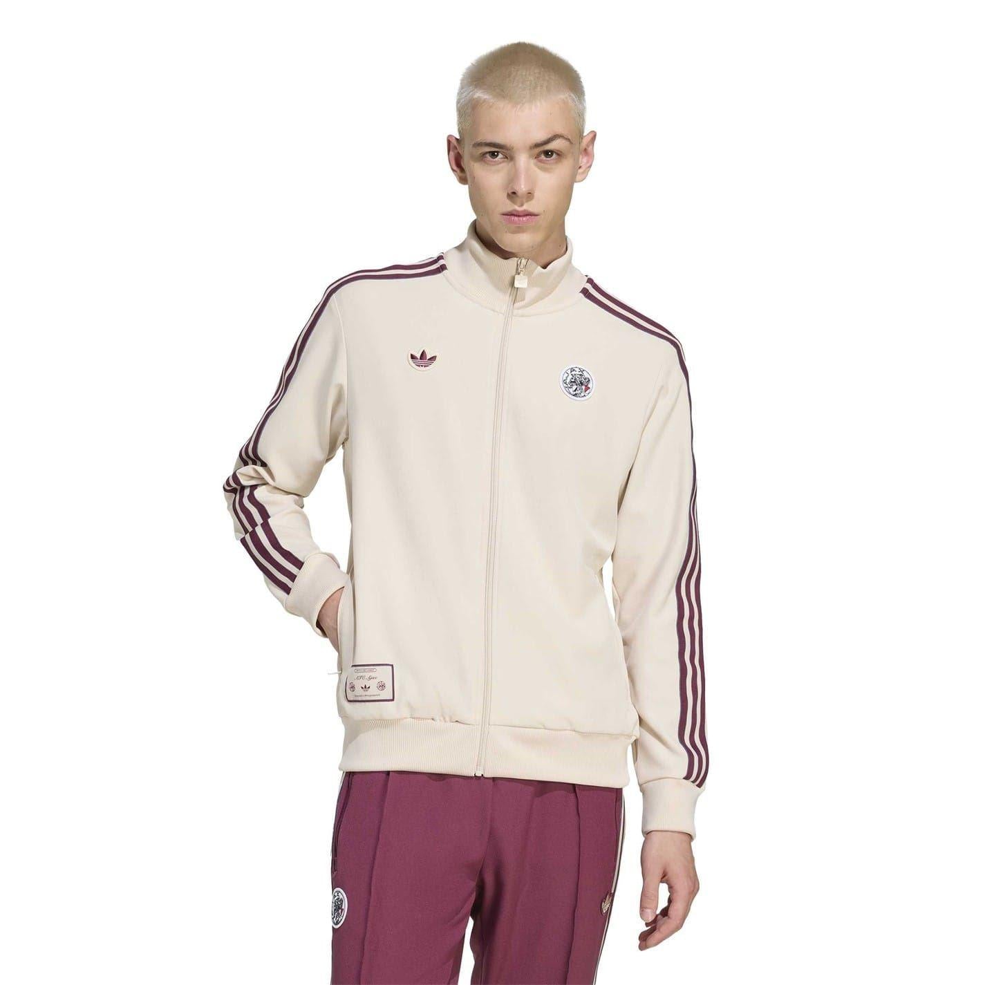 White - Lifestyle - Adidas Mens Terrace Icons Ajax Amsterdam Tracksuit Top