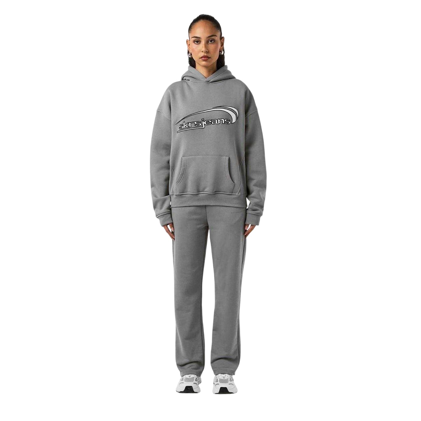 Wolf Grey - Lifestyle - Sisters and Seekers Womens-Ladies Embroidered Logo Wide Leg Sweatpants