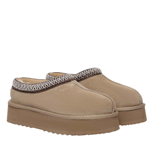 Sand - Front - EverAu Womens-Ladies Wonga Leather Slippers