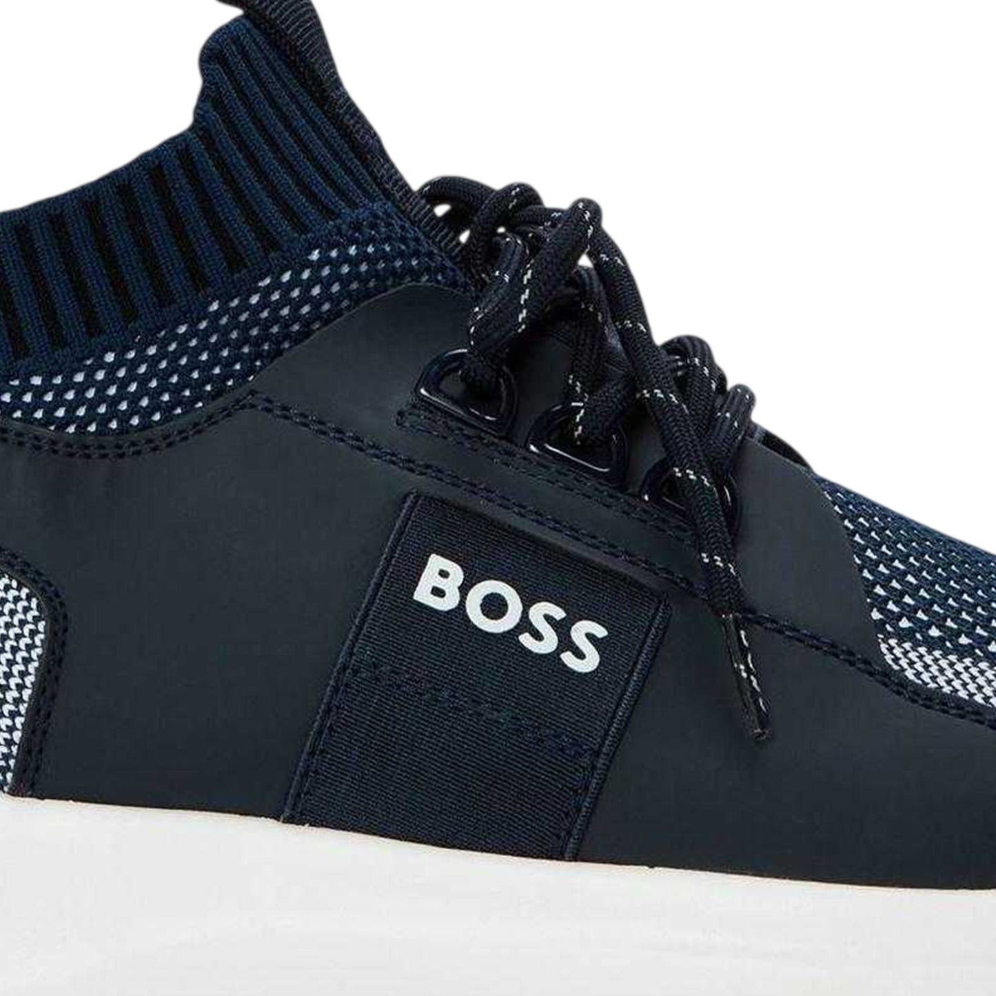 Dark Blue - Side - Boss Mens Extreme Logo Knitted Trainers