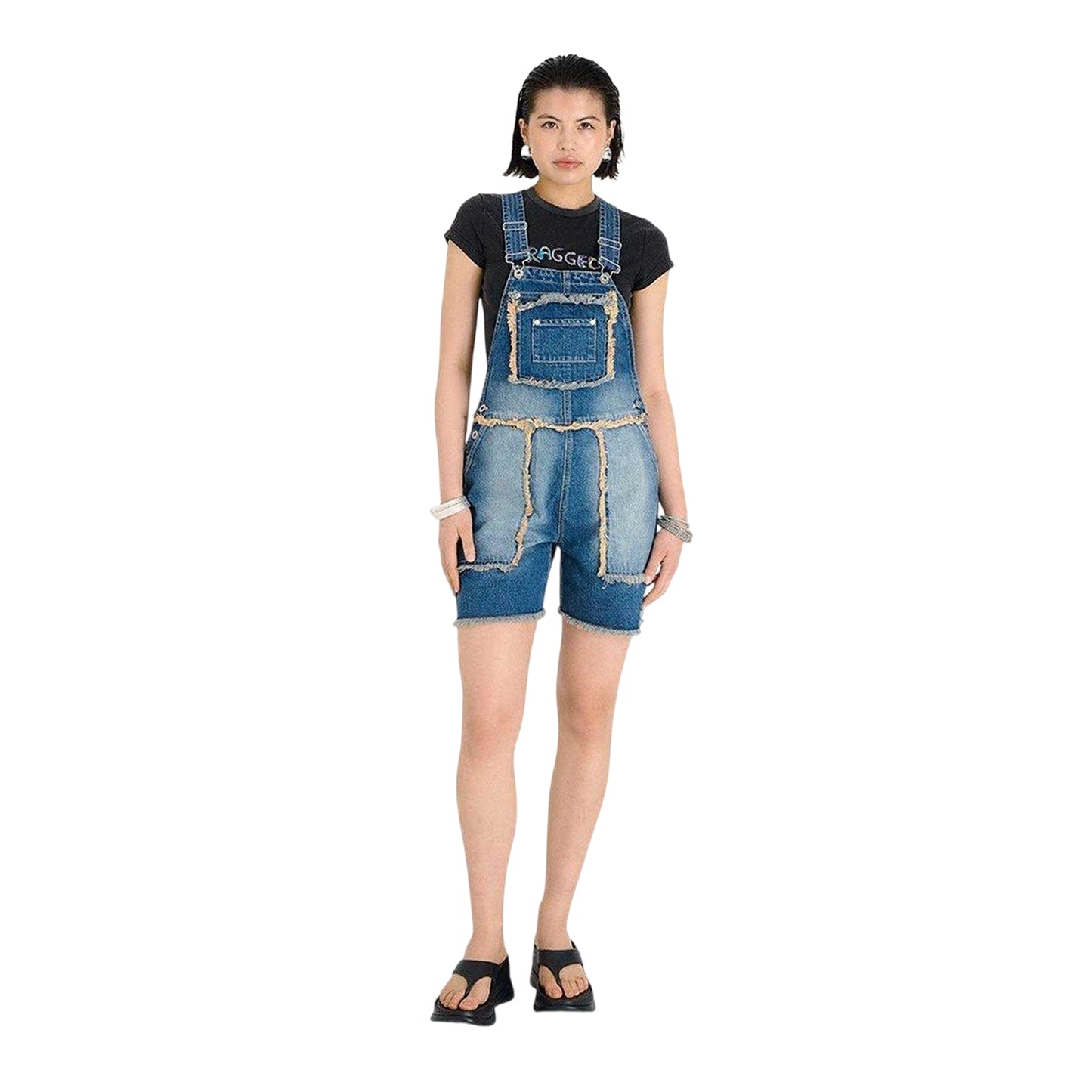Dirty Washed - Side - The Ragged Priest Womens-Ladies Chroma Raw Edge Dungarees