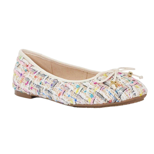 Multicoloured - Front - Dune London Womens-Ladies Lo Hallo Tweed Bow Detail Ballet Flats