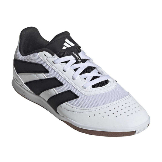 White-Black-Lemon - Front - Adidas Childrens-Kids Predator League Stripes Leather Football Boots