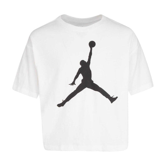 White - Front - Nike Girls Air Jordan Jumpman Crop T-Shirt