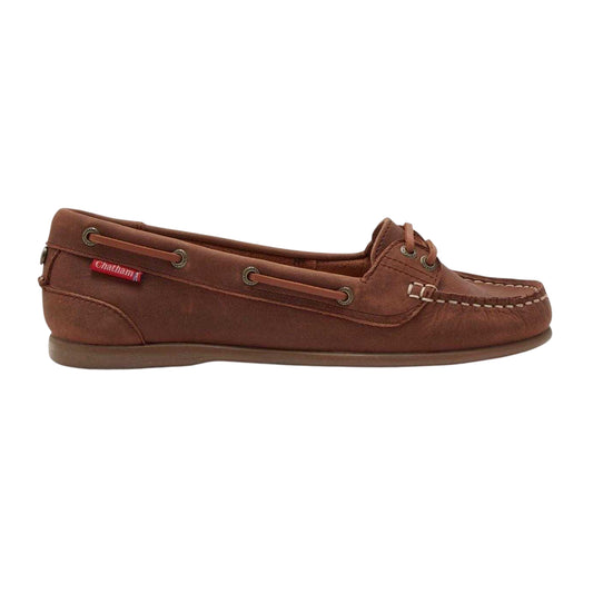Dark Tan - Front - Chatham Womens-Ladies Leather Flat Loafers
