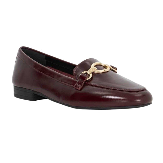 Burgundy - Front - Dune London Womens-Ladies Gladia Leather Snaffle Loafers