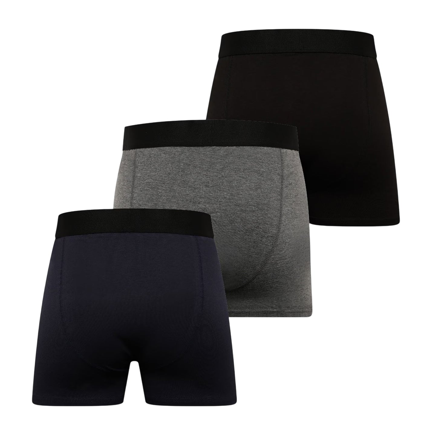 Black-Grey-Navy - Back - Duck and Cover Mens Bronteen Cotton Blend Boxer Shorts (Pack of 3)