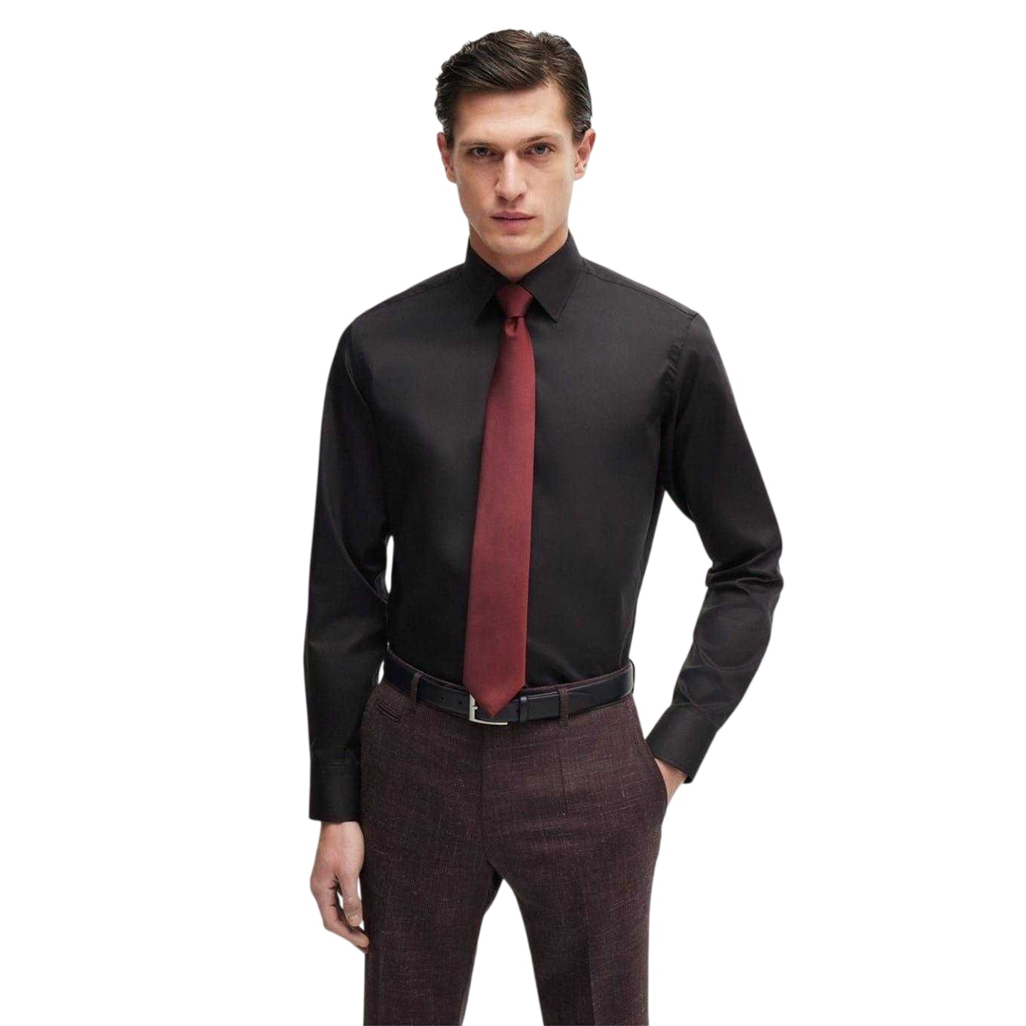 Dark Red - Side - Boss Slim Formal Tie