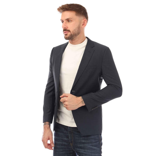 Dark Blue - Front - Hugo Boss Mens Jeffery202 Blazer